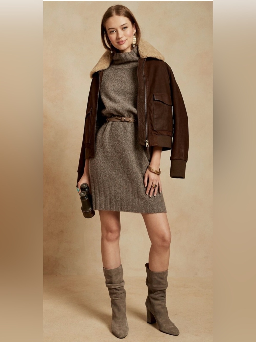 Banana‎ Republic Wool Yak Blend Mock Neck Sweater Dress -  Size Medium